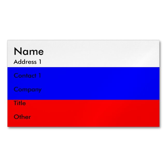 Business Card Magnet with Flag of Russia (Front)