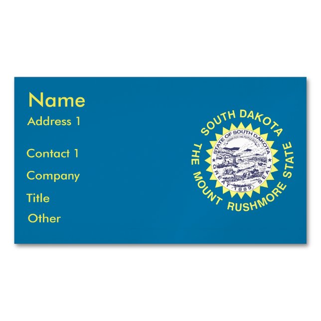 Business Card Magnet with Flag of South Dakota (Front)