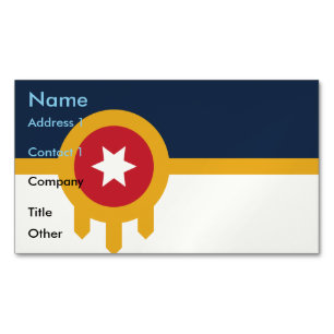 Business Card Magnet with Flag of Tulsa, Oklahoma