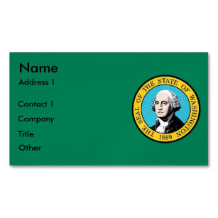 Business Card Magnet with Flag of Washington, USA