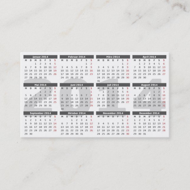Business card modern aluminum optics and calendar  (Front)