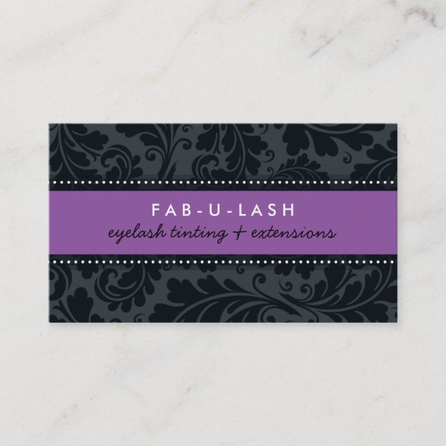 BUSINESS CARD modern bold flourish purple black (Front)