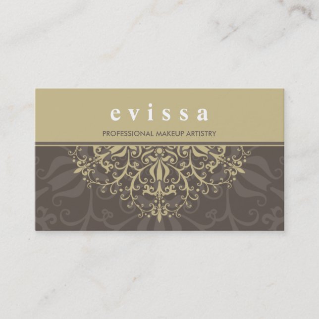 BUSINESS CARD modern elegant ornate gold brown (Front)