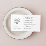 Business Card Modern Minimal Logo Custom Icons<br><div class="desc">A simple custom icon business template in a modern minimalist style on a clean white background with a semi-transparent soft grey panel. The versatile template can easily be updated with your company logo, graphic or photo, name, title, address, phone, mobile, email and social media usernames (for Instagram and Facebook). The...</div>