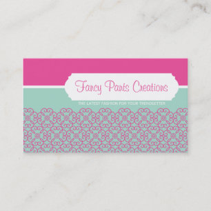 BUSINESS CARD modern rosette pattern pink mint