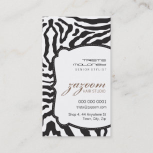 BUSINESS CARD modern zebra stripe mocha brown