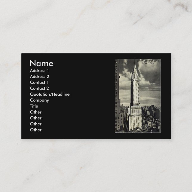 Business Card, New York City, Chrysler Building Business Card (Front)