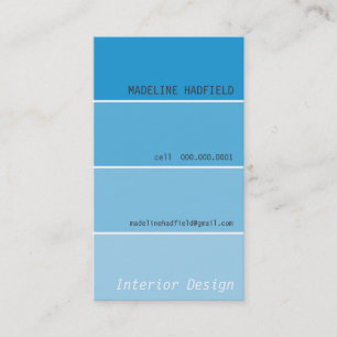 BUSINESS CARD paint chip swatch aqua blue