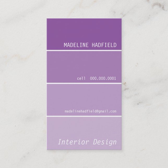 BUSINESS CARD paint chip swatch purple (Front)