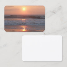 Business card Pink sunset beach