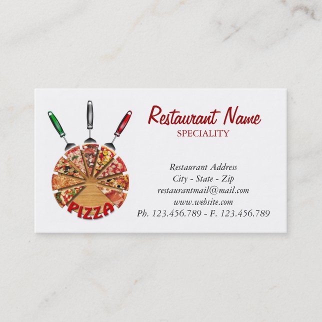 Business Card Pizza on the cutting board (Front)