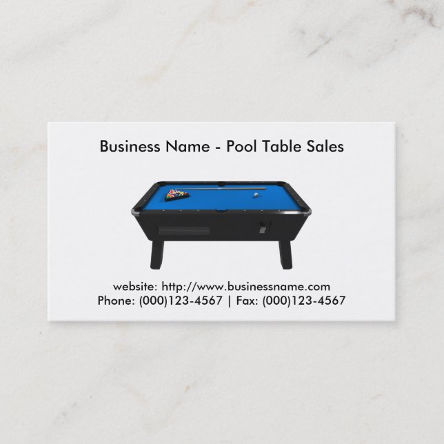 Business Card: Pool Table Sales Card (Front)