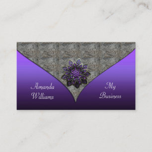 Business Card Purple floral Jewel  Animal Print