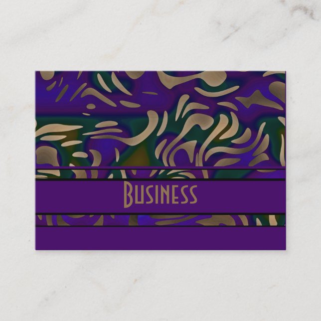 Business Card Purple Gold Animal Print (Front)