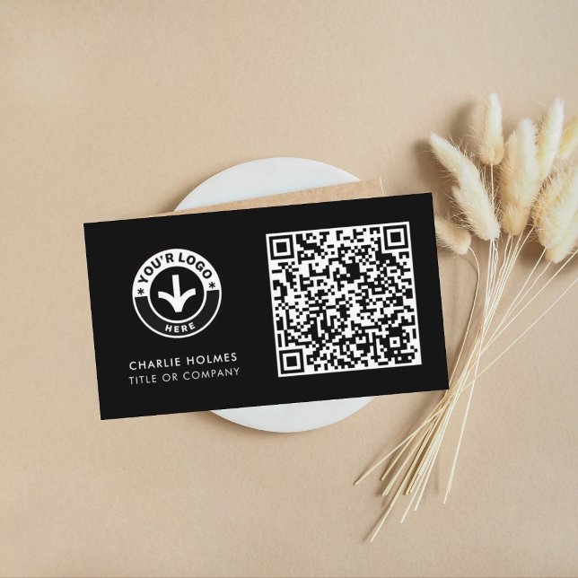 Business Card QR Code | Black Modern Design (Creator Uploaded)
