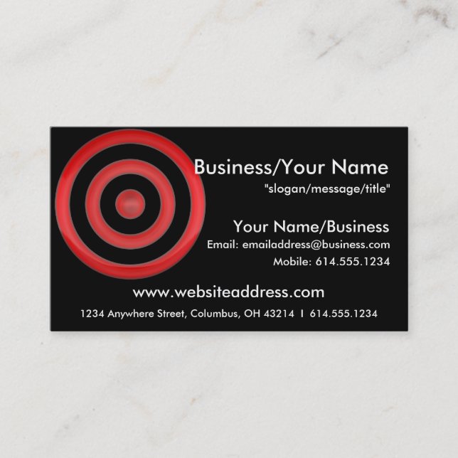 Business Card :: Reddish Bullseye Circles (Front)
