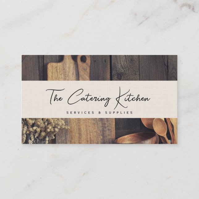 Business Card, rustic kitchen timber look Business Card (Back)