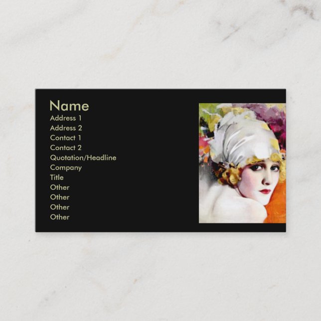 Business card, silent film star Anna Nilsson Business Card (Front)