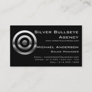 Business Card :: Silver Metal Bullseye Target