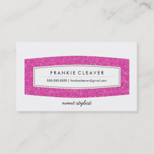 BUSINESS CARD simple modern panel hot pink glitter