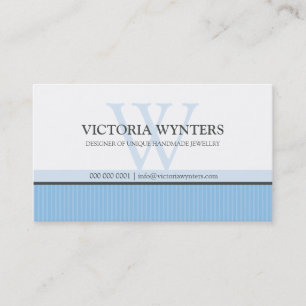 BUSINESS CARD smart modern monogram pale blue