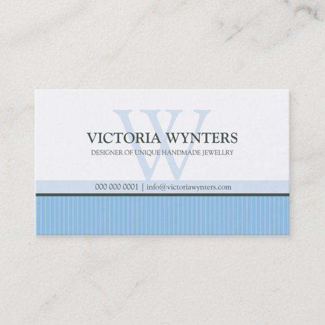 BUSINESS CARD smart modern monogram pale blue (Front)