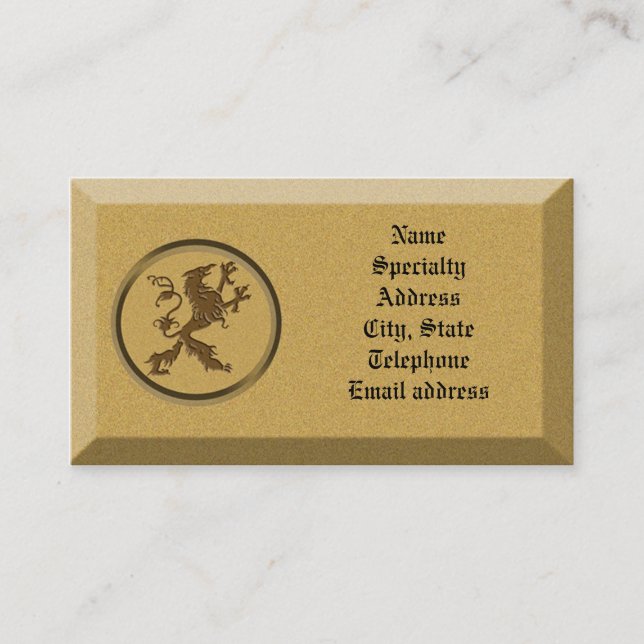 Business card Stone with mythological Lion (Front)