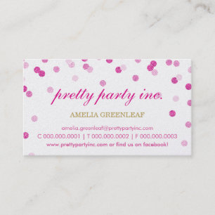 BUSINESS CARD stylish confetti pink gold glitter