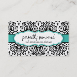 BUSINESS CARD stylish damask black jade emerald