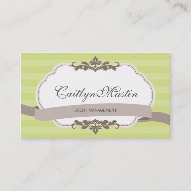 BUSINESS CARD stylish elegant pear green brown (Front)