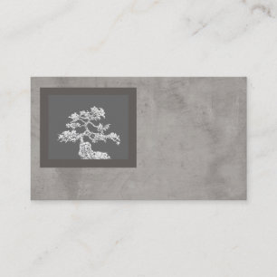business card template bonsai art distressed grey