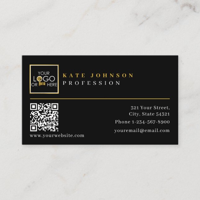 Business Card Template Custom Logo Photo QR Code (Front)