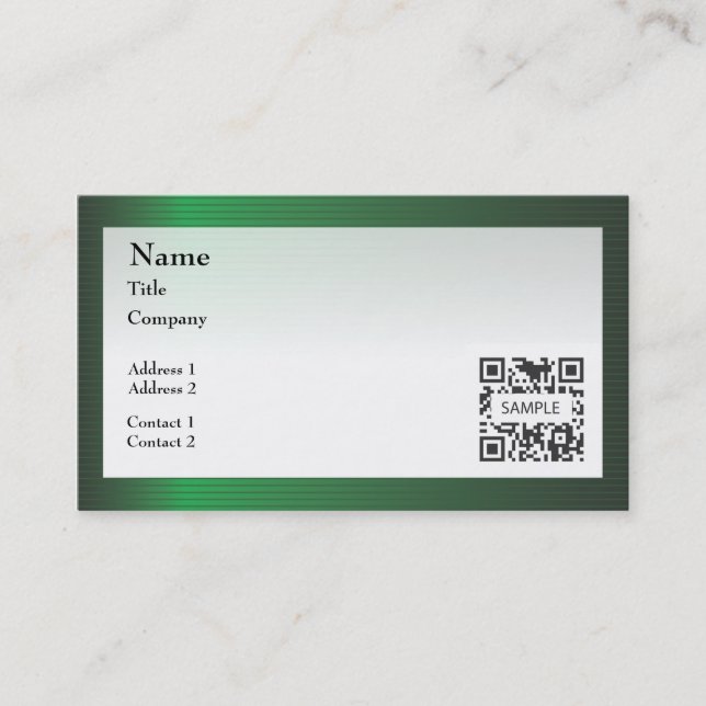 Business Card Template Green Stripe Border (Front)