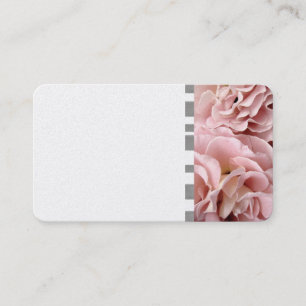 business card template rose petals on silver paper