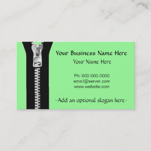 Business card template with zipper