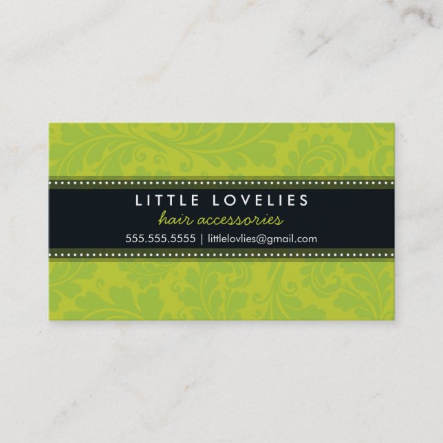 BUSINESS CARD trendy flourish lime green black (Front)