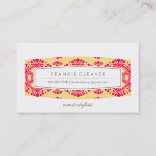 BUSINESS CARD vintage floral pattern yellow pink