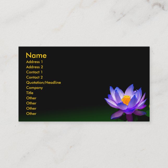 Business card, violet blue lotus card (Front)