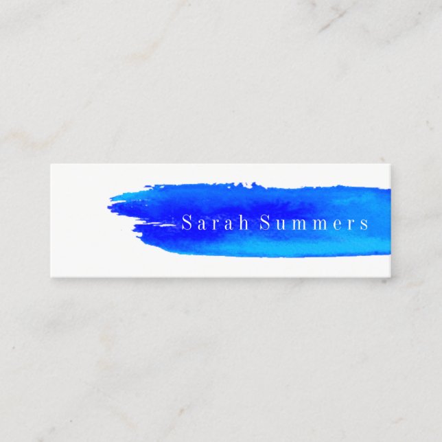 Business Card - Watercolor Brushstroke Blue (Front)