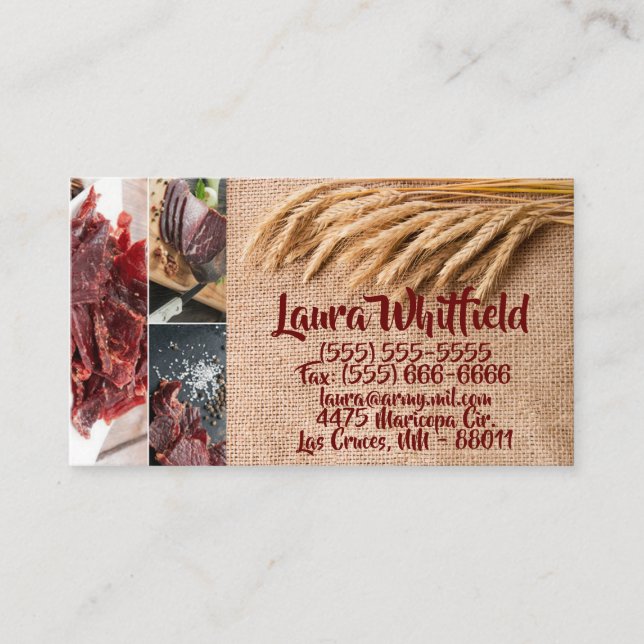 Business Card Wheat on Burlap Sack Country Rustic (Front)