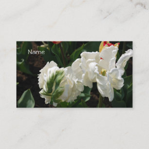 Business Card-White and Green Tulip Card