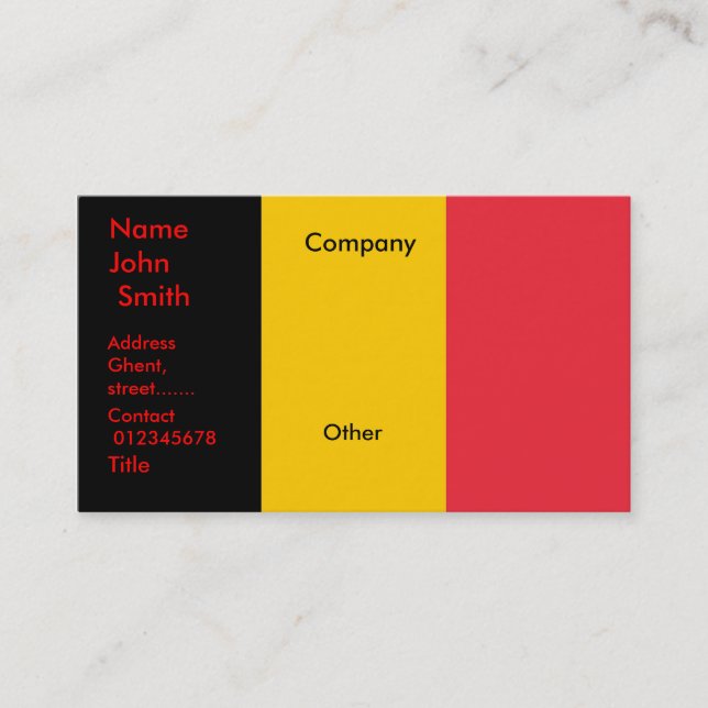 Business Card with Flag of Belgium (Front)