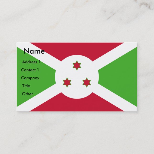 Business Card with Flag of Burundi (Front)