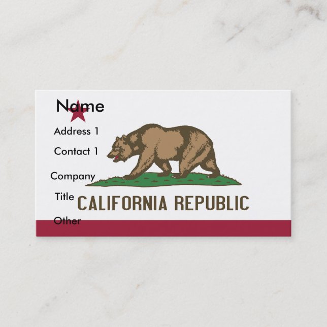 Business Card with Flag of California U.S.A. (Front)
