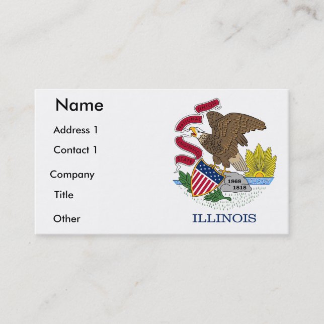 Business Card with Flag of Illinois, U.S.A. (Front)
