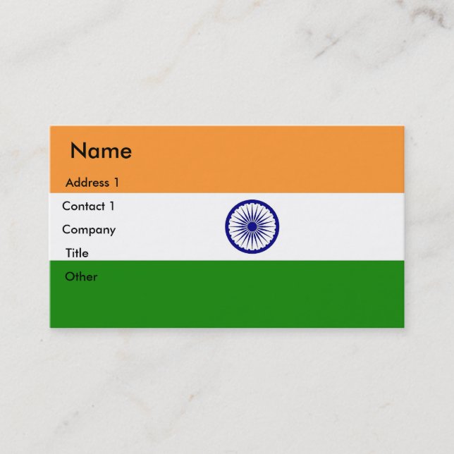 Business Card with Flag of India (Front)