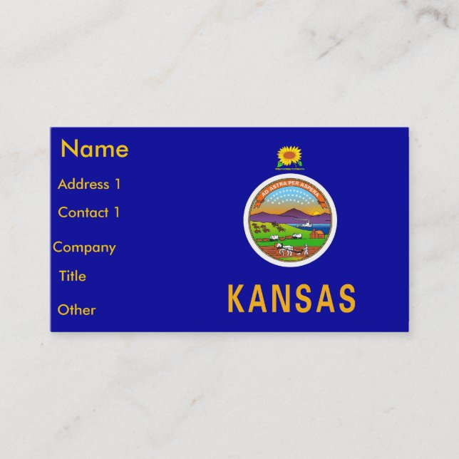 Business Card with Flag of Kansas U.S.A. (Front)