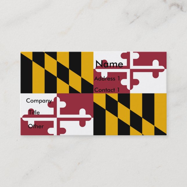 Business Card with Flag of Maryland U.S.A. (Front)