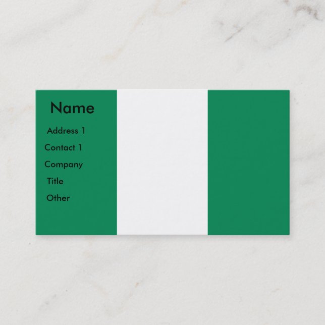 Business Card with Flag of Nigeria (Front)