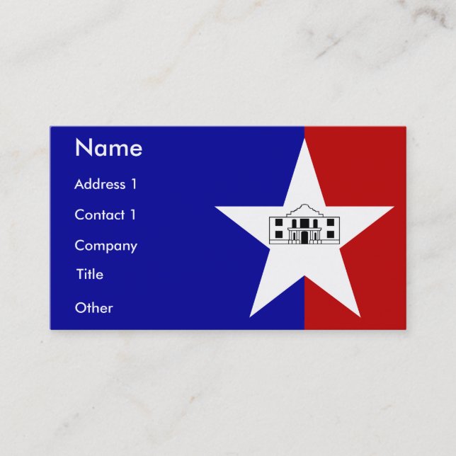 Business Card with Flag of San Antonio, U.S.A. (Front)